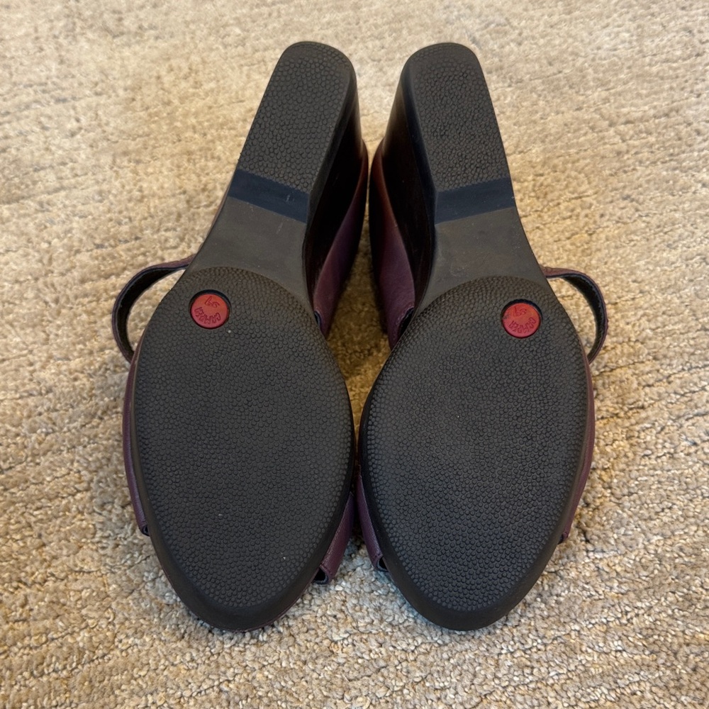 Camper Women's Dark Red Wedge Sandals - Picture 6 of 7